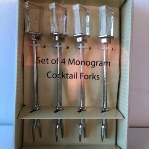 Set of 4 Glass Mango Moon “W” Cocktail Forks